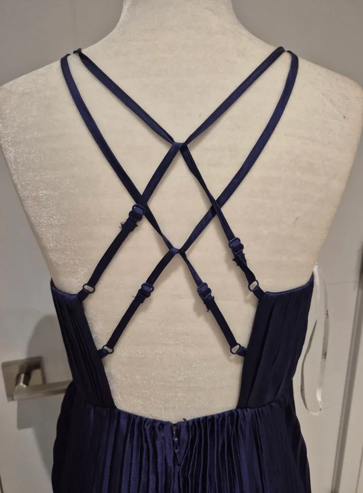 Lulus Navy Blue Pleated Maxi Dress - Size XS image indicator(2)