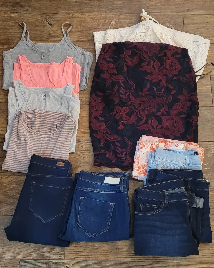 Mixed Clothing Bundle - Jeans, Shorts, Tops, Romper, Dress