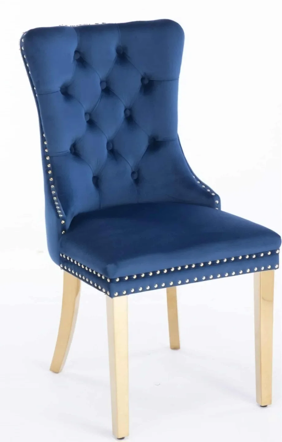 Blue Velvet Dining Chair with Gold Legs thumbnail