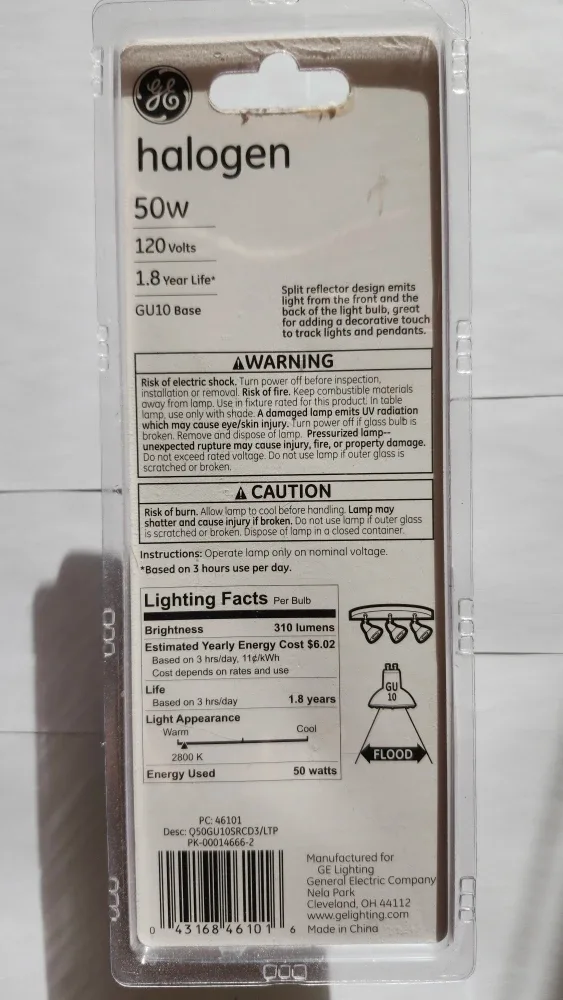 New GE Halogen 50W Light Bulbs - 3 Pack image indicator(3)