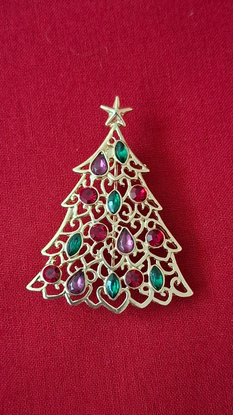 Christmas Tree Brooch with Gemstones thumbnail