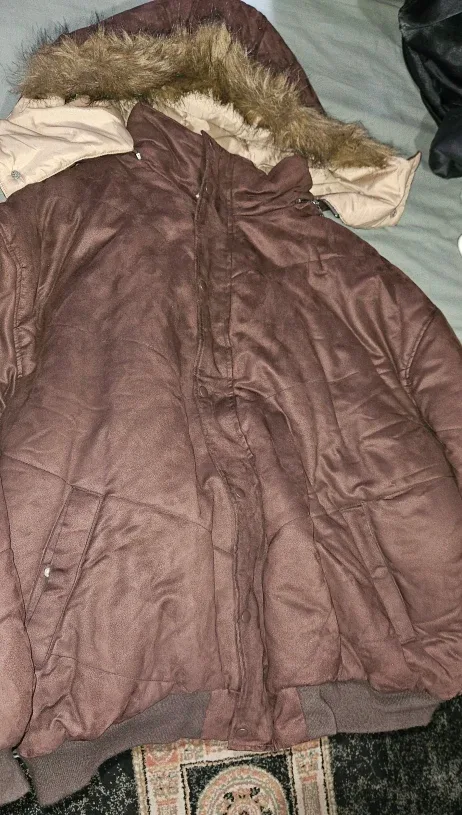 Brown Winter Puffer Jacket with Hood XXL