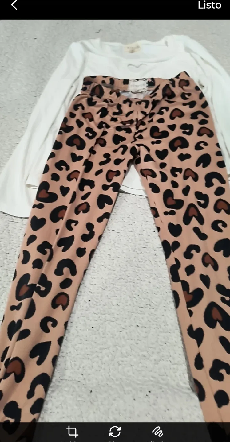btween Girls Outfit - White Top & Leopard Print Leggings image indicator(3)