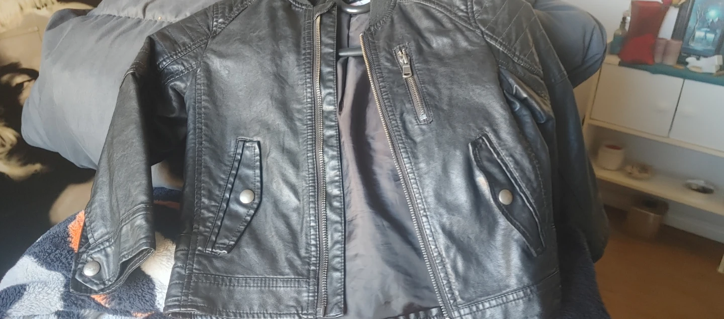 H&M Kids Black Faux Leather Jacket - Size 4-5
