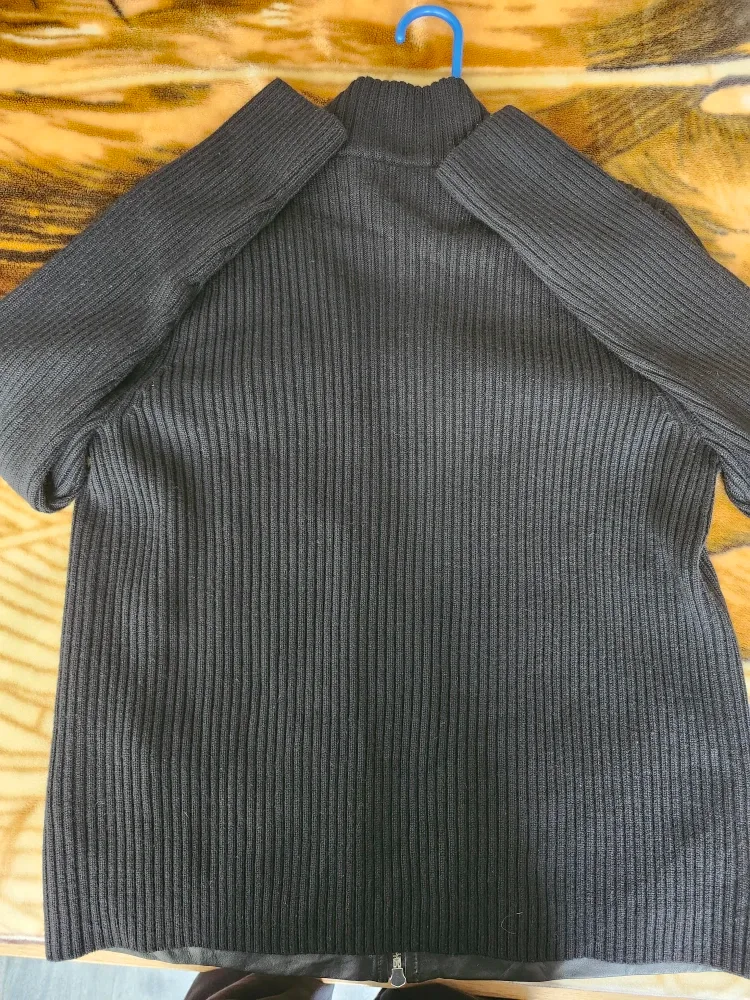 RALPH LAUREN BLACK LEATHER WOOL JACKET LADIES XL image indicator(2)