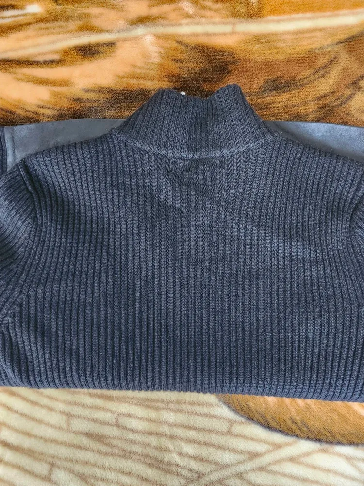 RALPH LAUREN BLACK LEATHER WOOL JACKET LADIES XL image indicator(6)