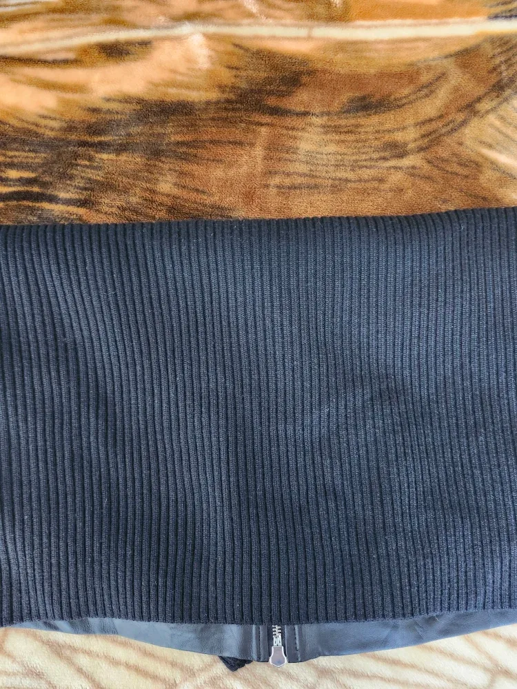 RALPH LAUREN BLACK LEATHER WOOL JACKET LADIES XL image indicator(7)