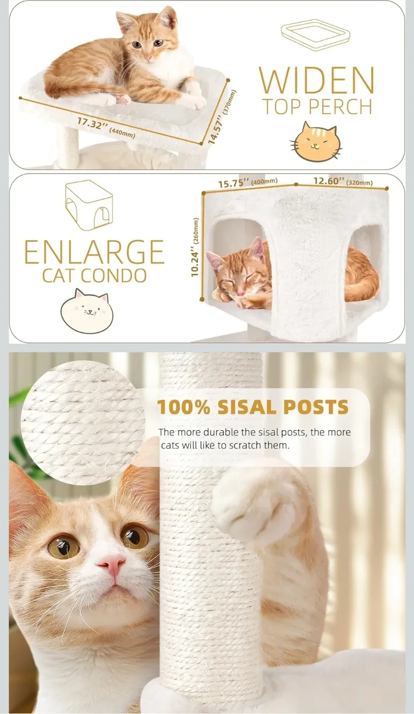 New YOUPET 33.46" Cat Tree Tower with Cat Condo image indicator(4)