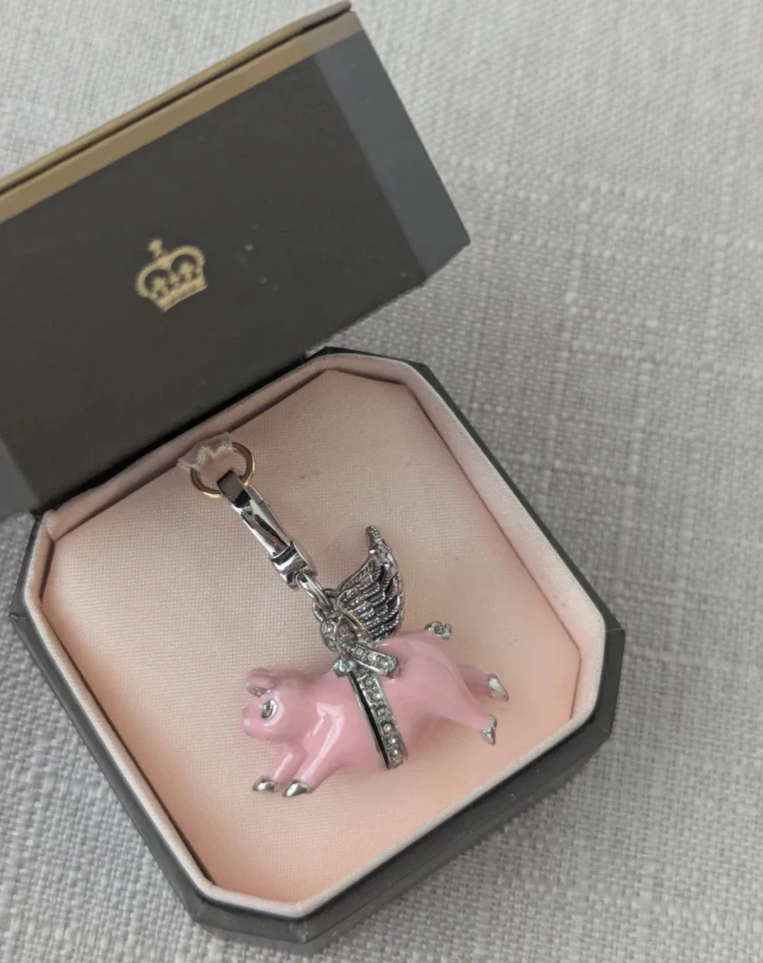 Juicy Couture Flying Pig locket charm with box