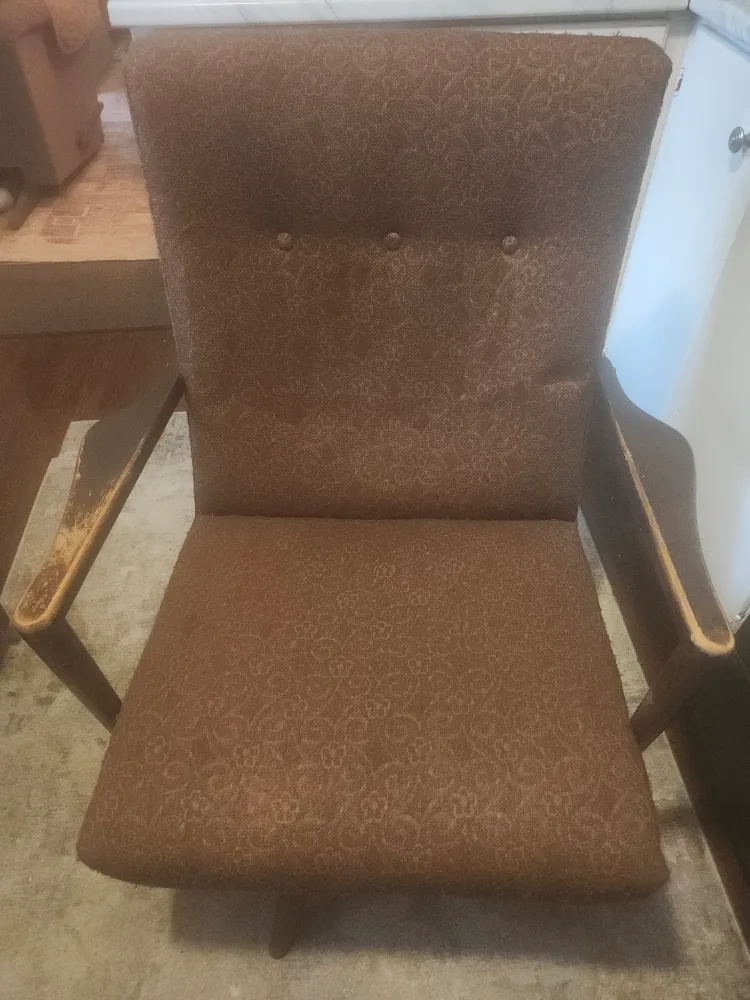 Vintage Mid Century Rocker Swivel Armchair - Brown Fabric