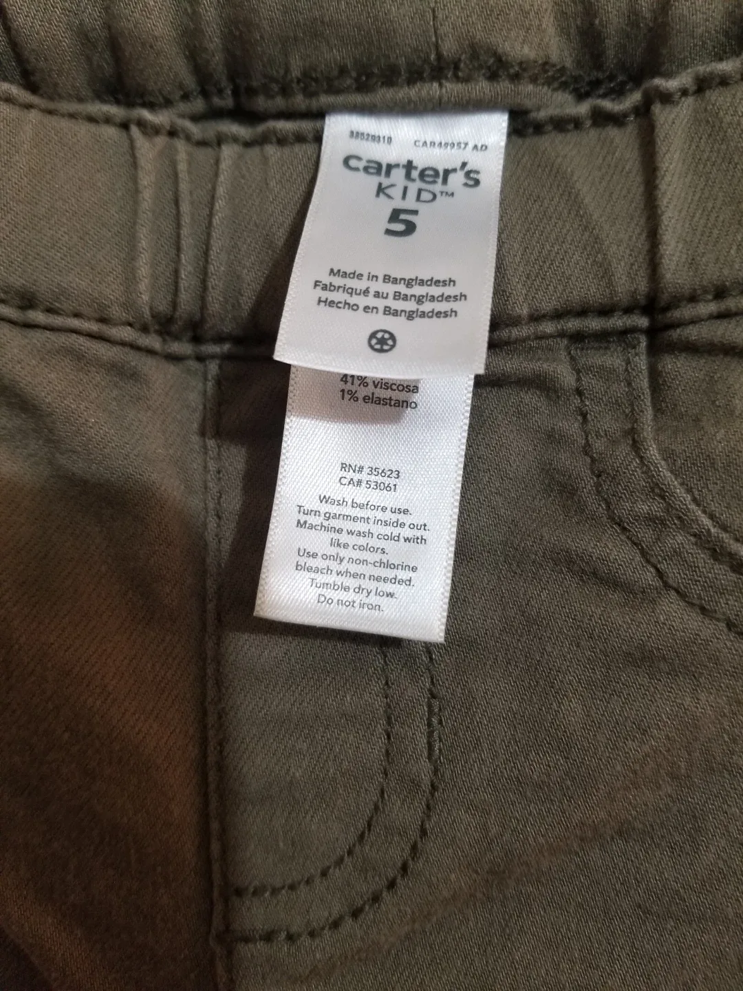 Carter's Kid Size 5 Olive Green Pants image indicator(2)