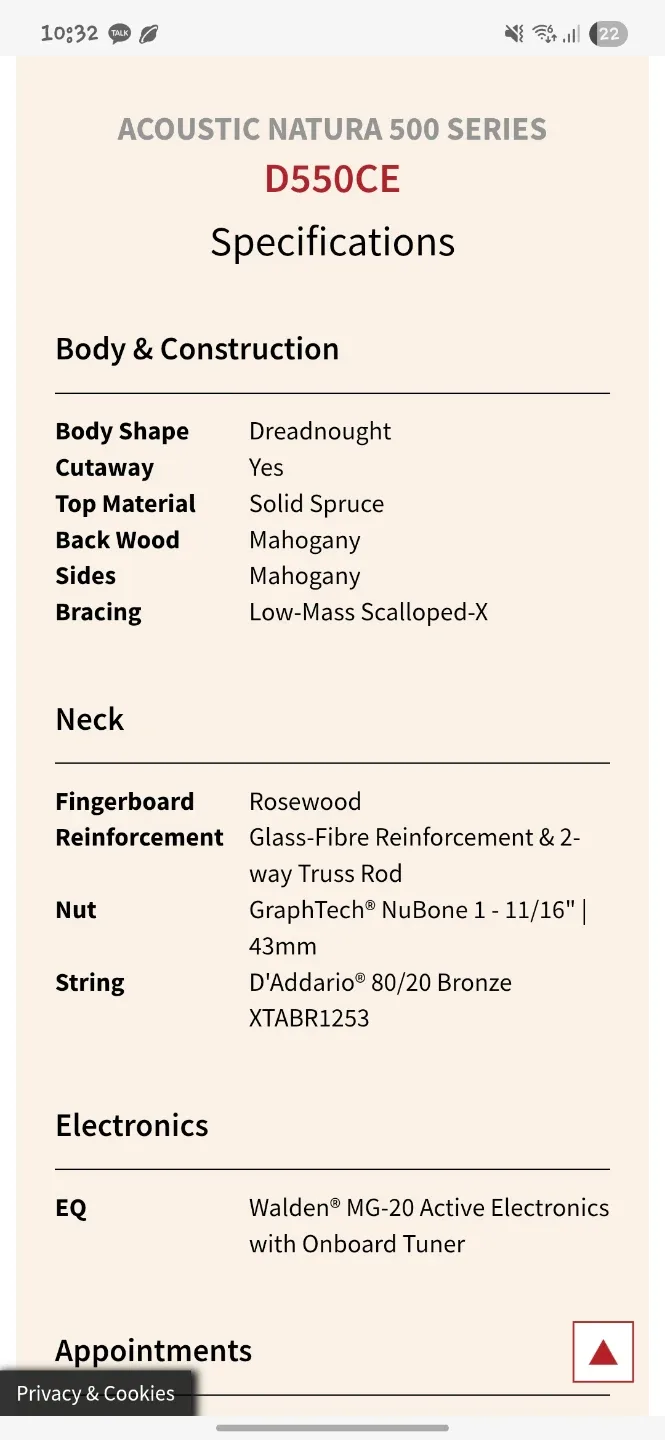 Walden Natura D550CE Acoustic-electric Guitar image indicator(7)