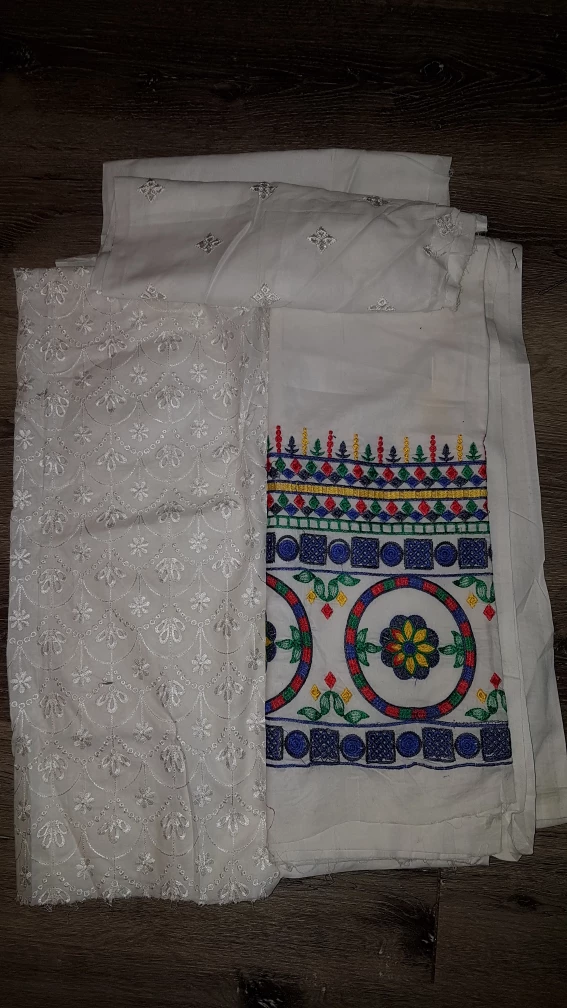 White Embroidered Fabric - photo 3