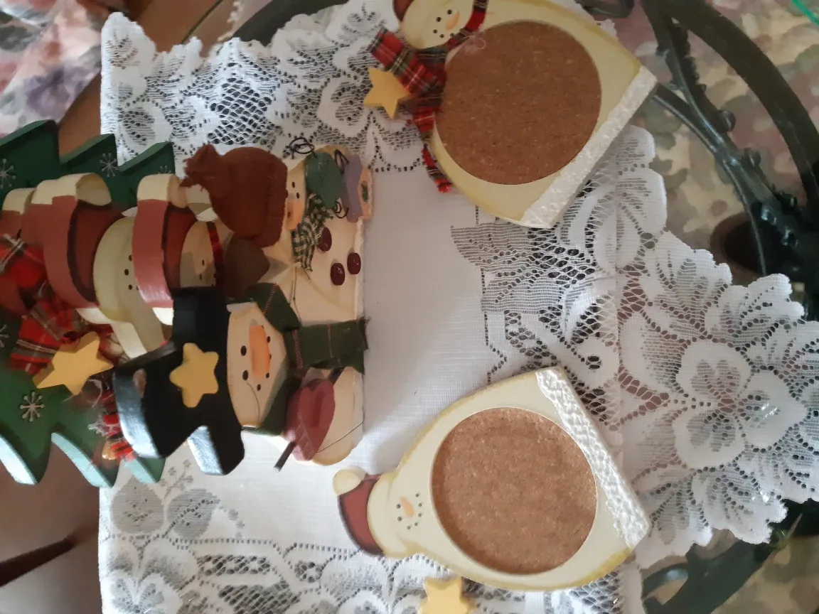 Christmas Snowman Wooden Decoration snowman coasters image indicator(2)