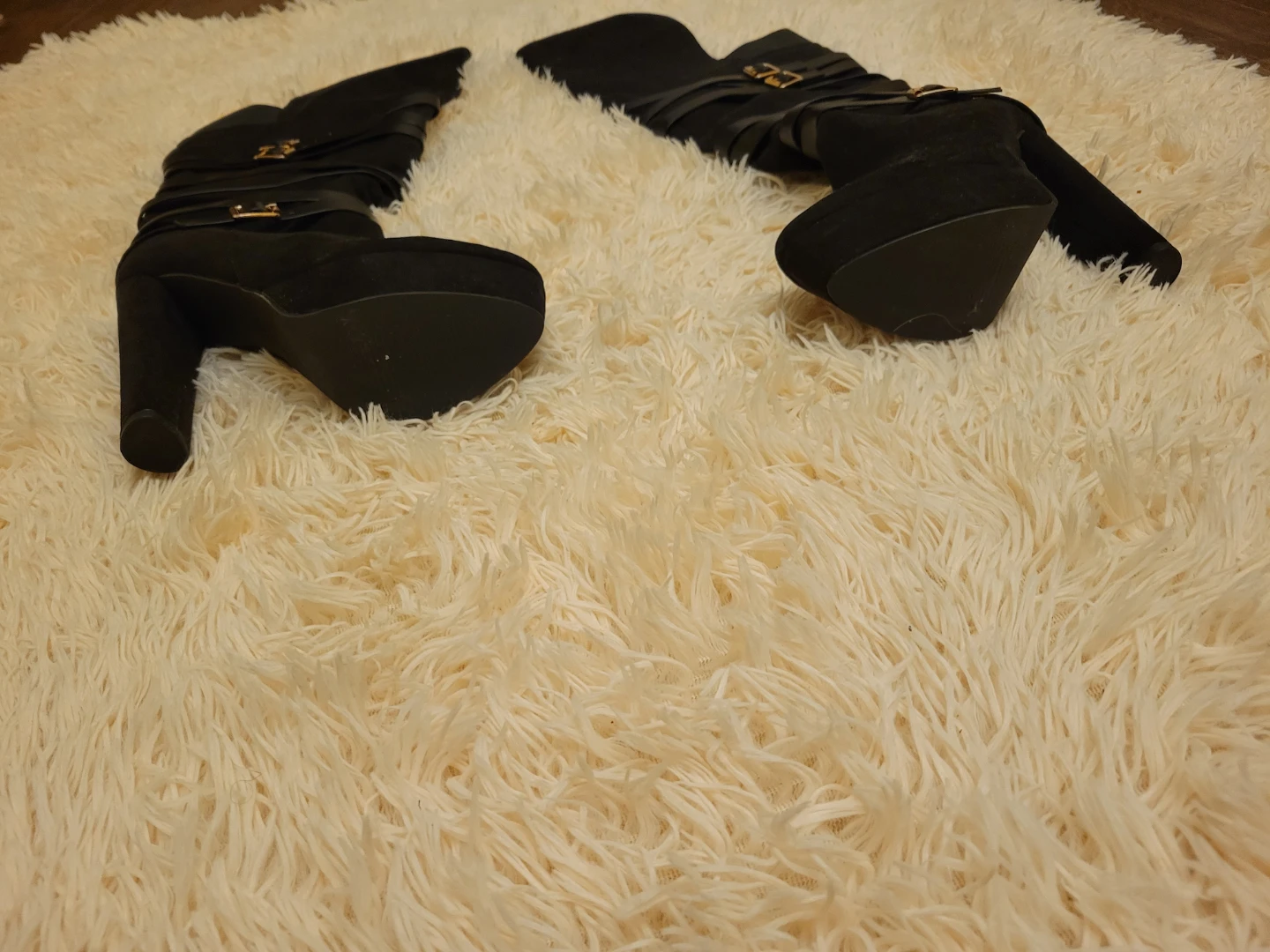 Sz 8 Black Over-the-Knee Platform Boots - photo 2