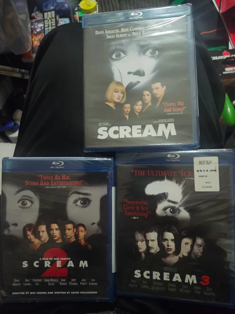 Scream 1, 2 & 3 Blu-Ray Discs-New