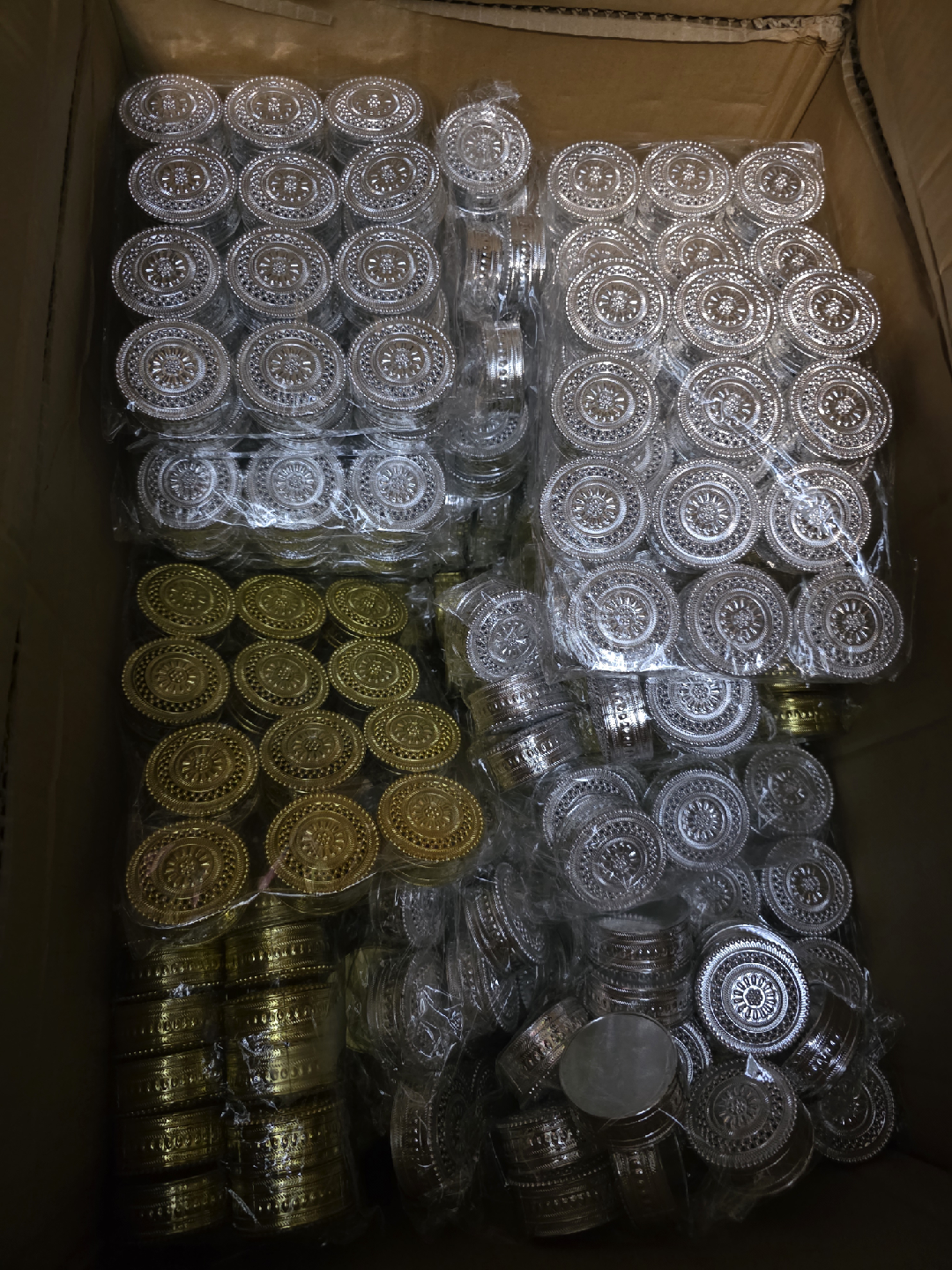 Decorative Silver and Gold Jar Lids