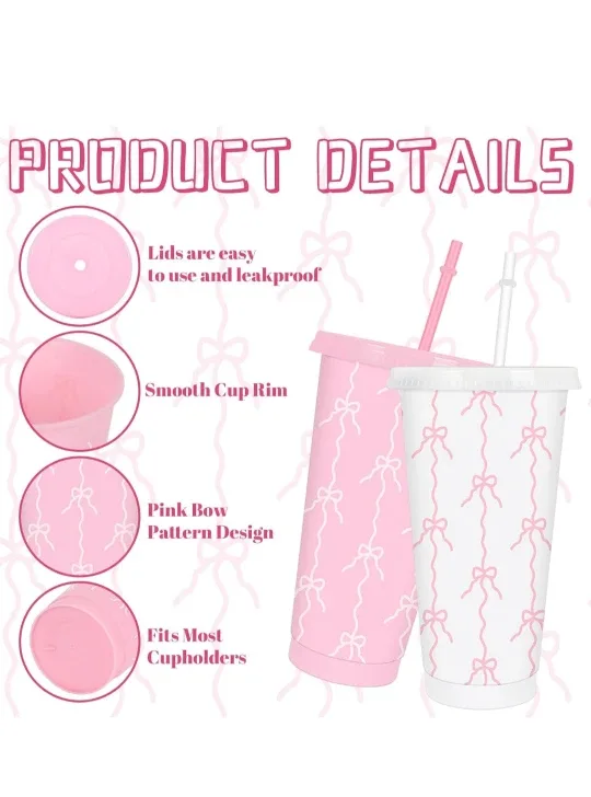 12 Pink Bow Cups image indicator(2)