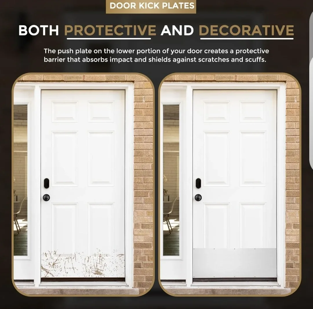 2pcs Door Kick Plate, 6 x 30 Inches, Silver image indicator(4)