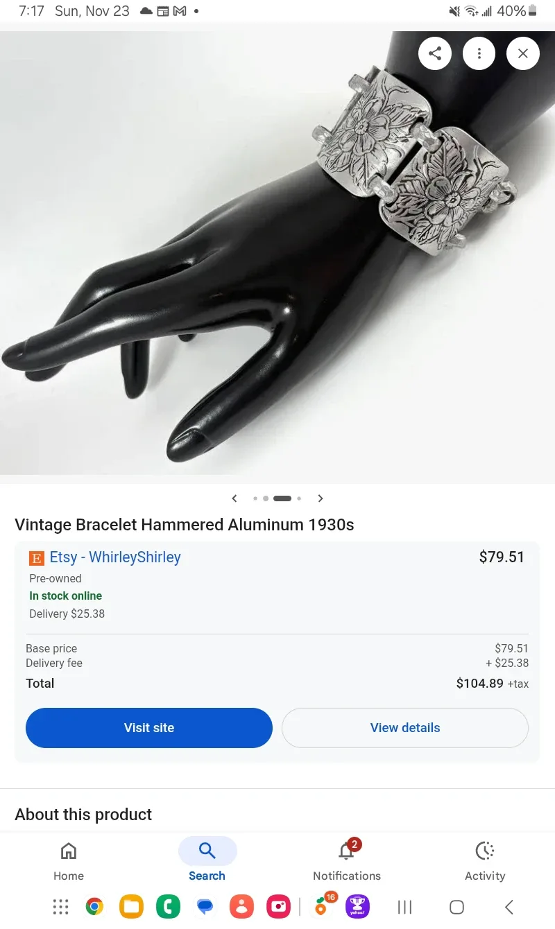 1930s handmade aluminum Armour bracelet/have example photos image indicator(3)