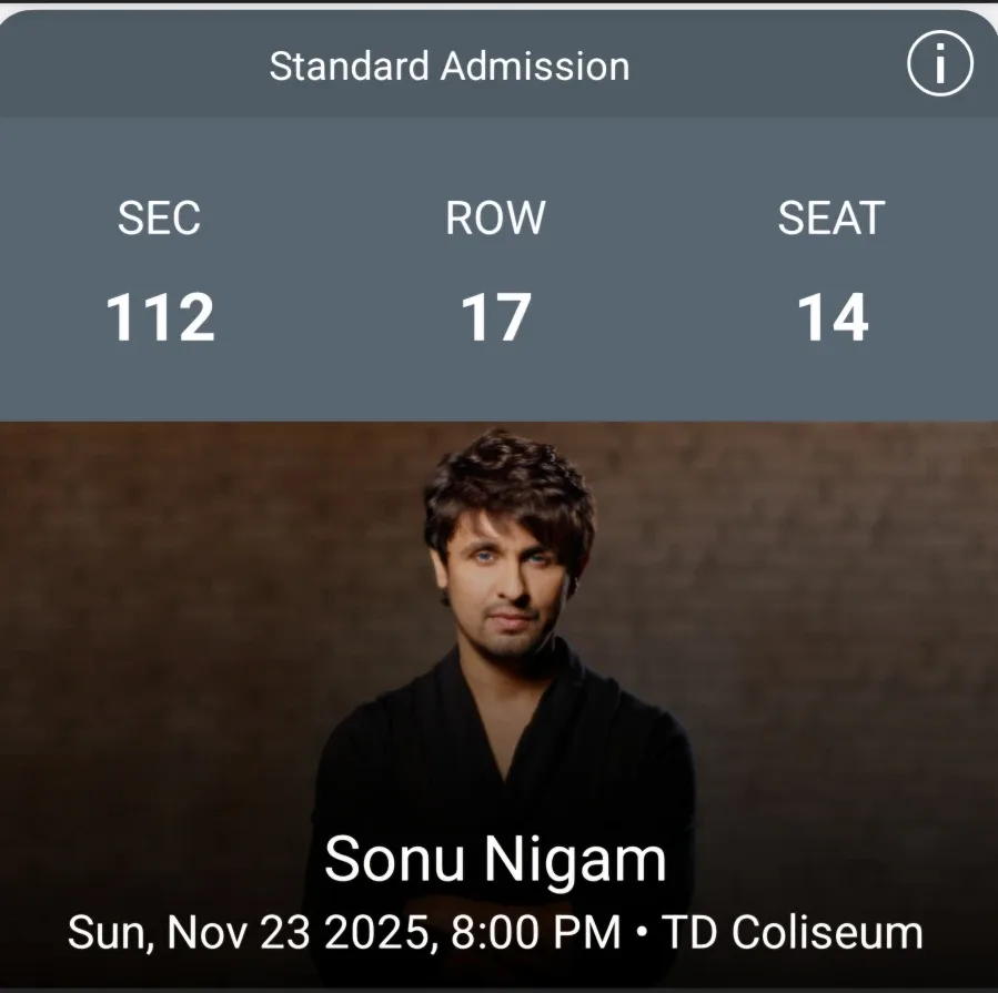 Sonu Nigam Ticket - Nov 23 2025