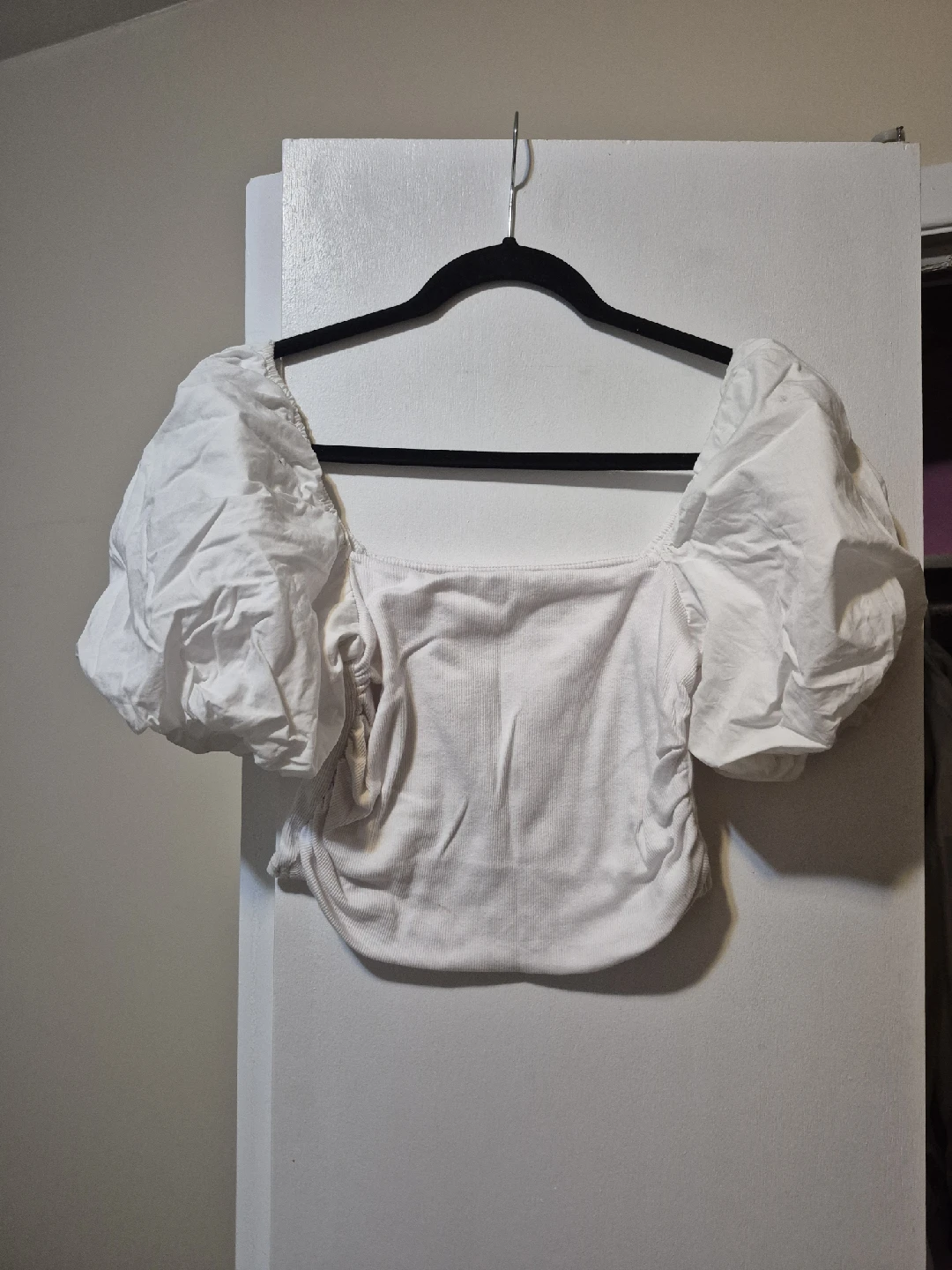 Zara White Puff Sleeve Top - Size m