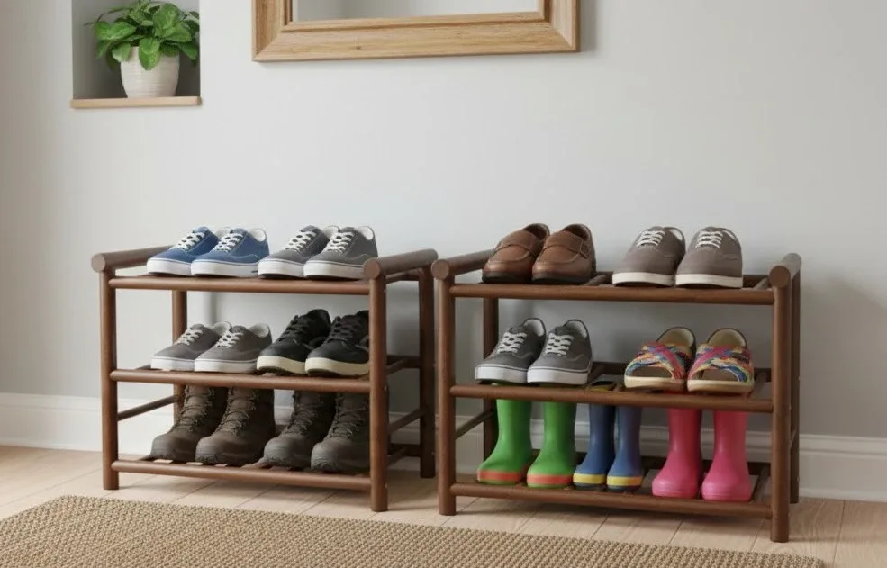 Wooden Shoe Rack - Set of 2