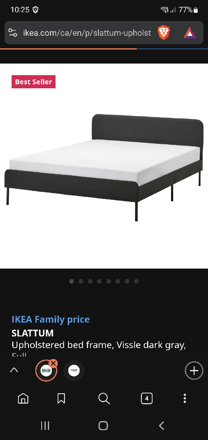 IKEA SLATTUM Upholstered Bed Frame - Vissle Dark Gray