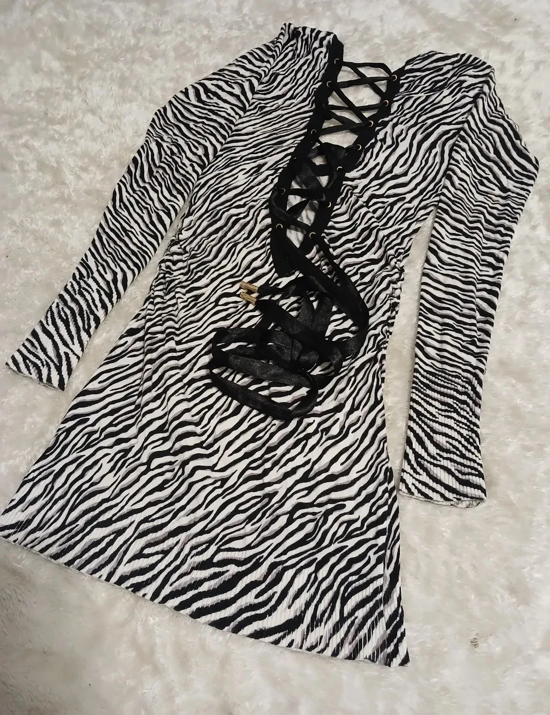 Guess Zebra Print Long Sleeve Dress image indicator(3)