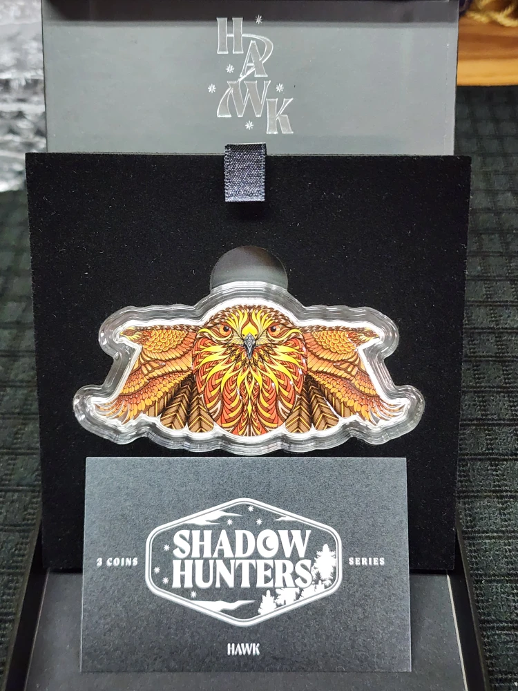 PAMP Shadow Hunters Hawk 3oz Silver Coin - photo 2