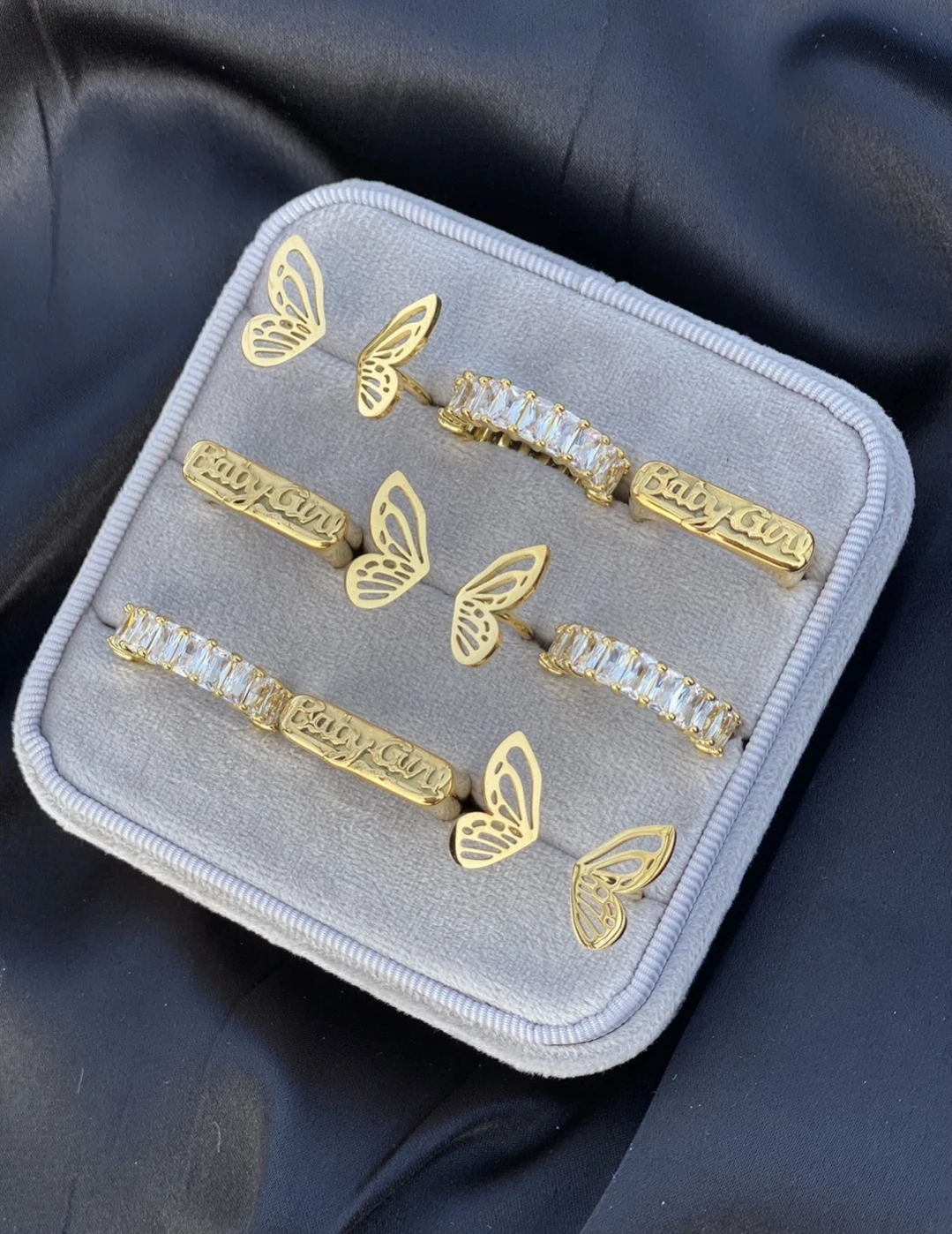 Butterfly & Baby Girl Rings - Gold