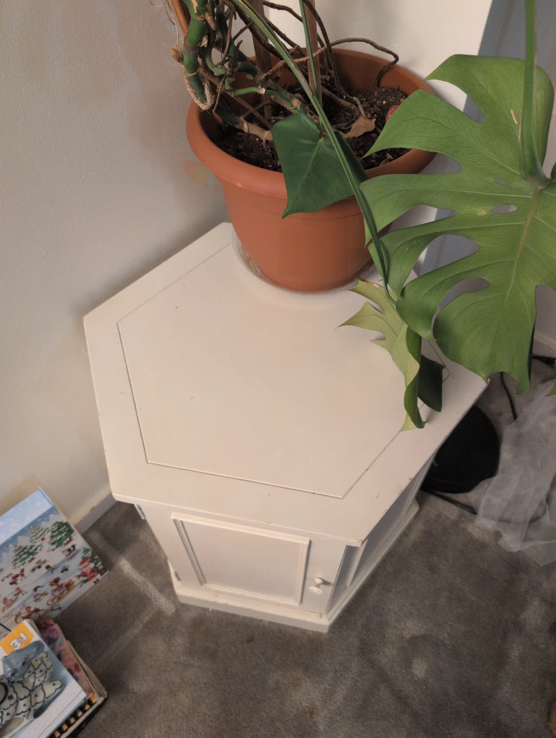 White Wooden Side Table with Door - photo 3