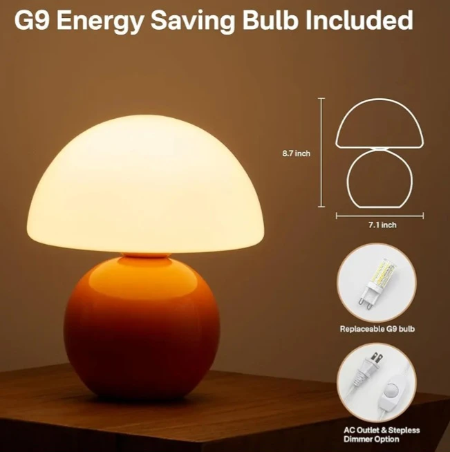 Mushroom Table Lamp, Energy Saving Bulb Included - photo 2