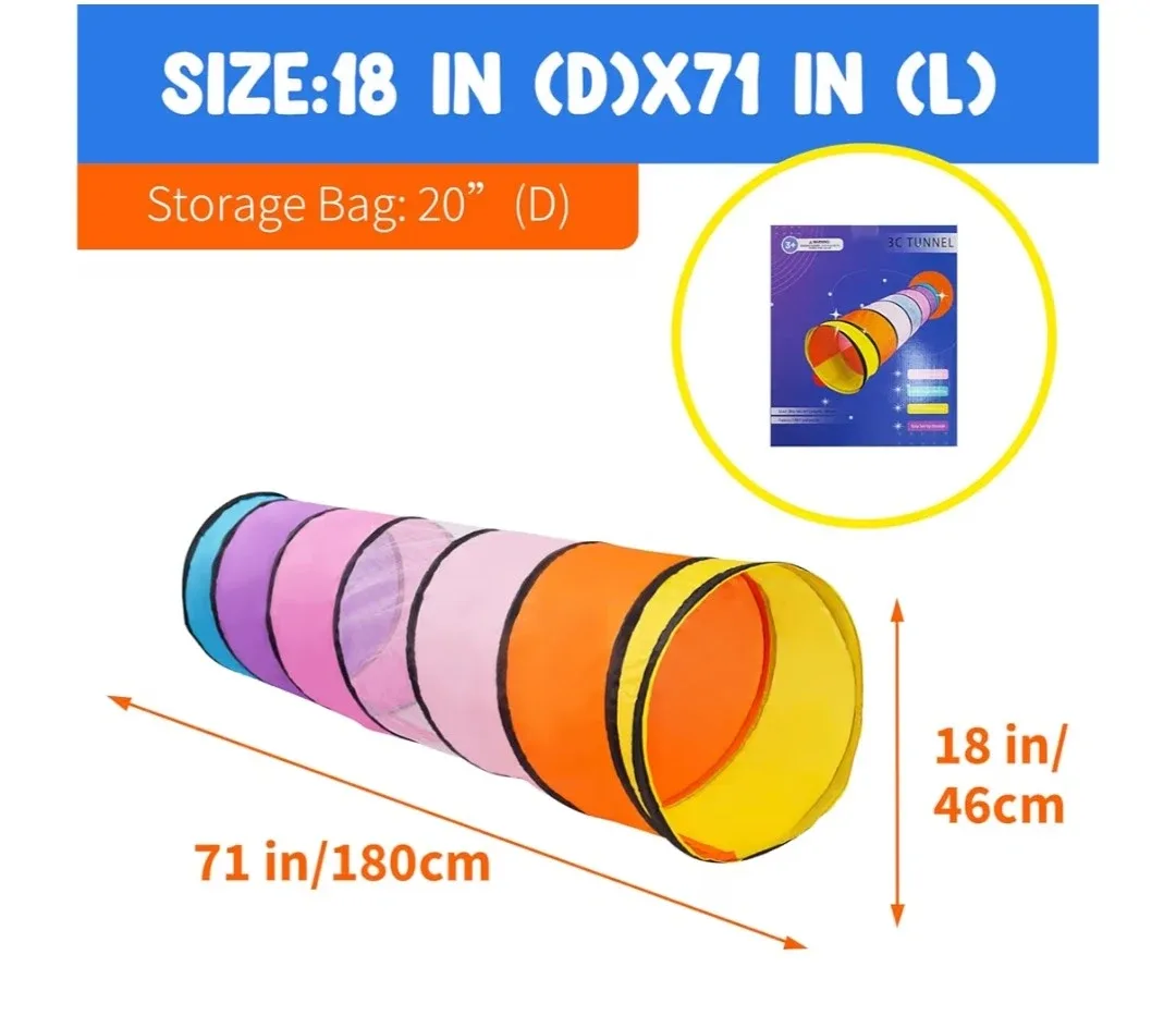 Kids' Play Tunnel - 18" x 71" image indicator(2)