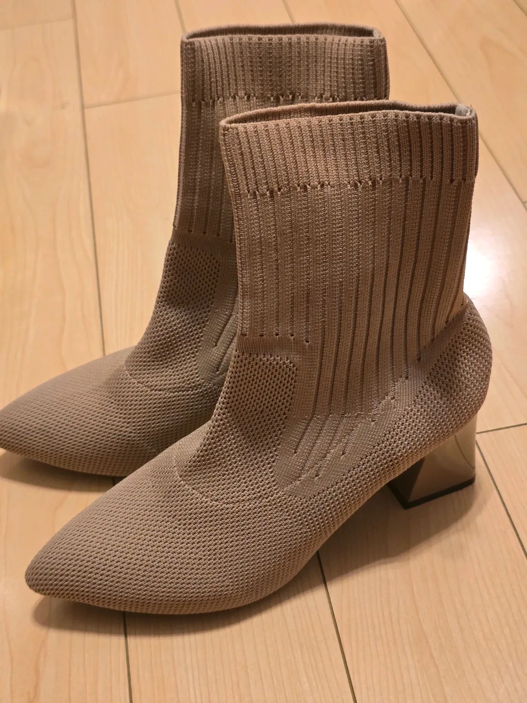 Beige Knit Sock Boots - Size 7 thumbnail