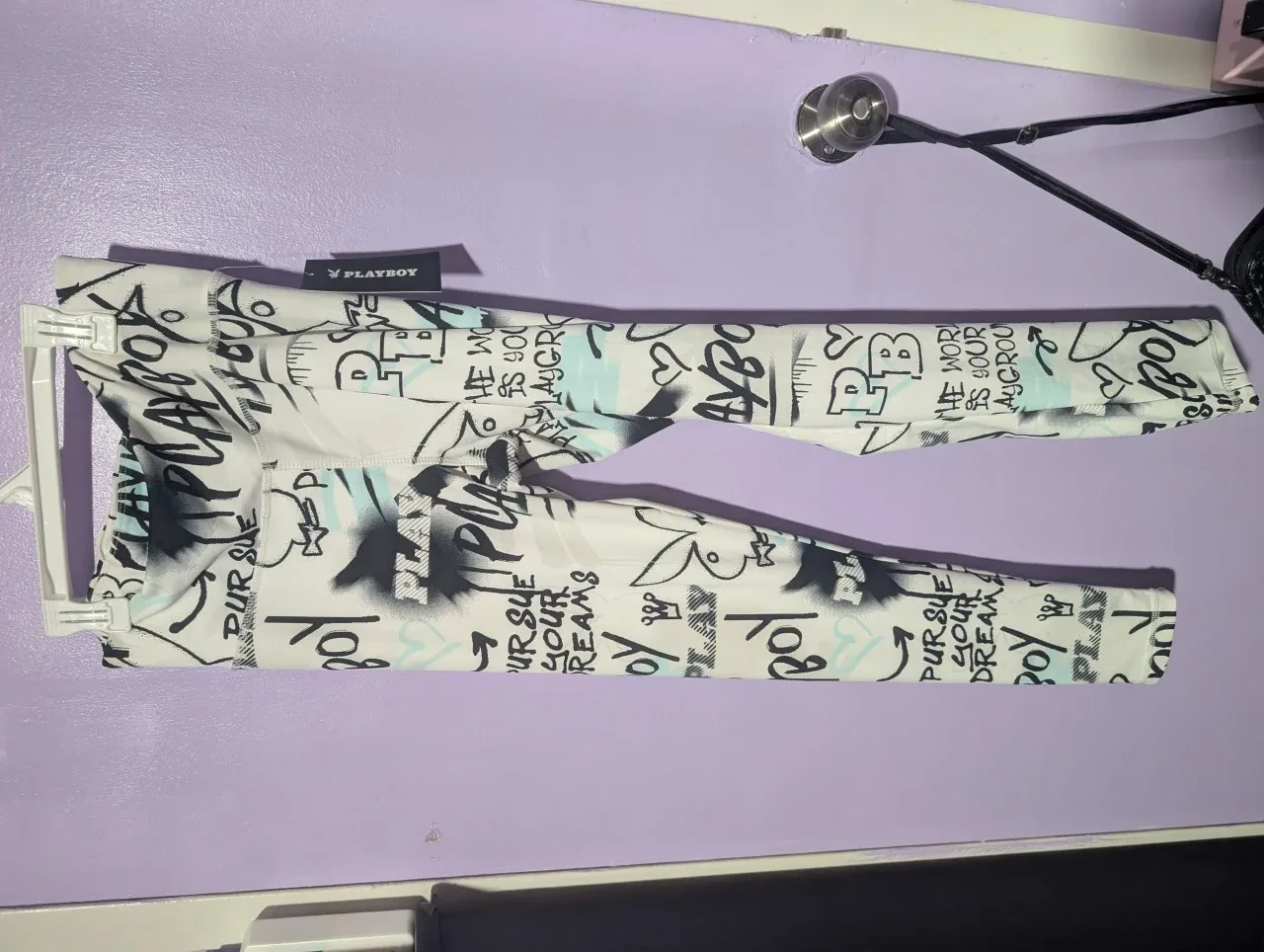 Playboy White graffiti Print Leggings - New with Tags! image indicator(2)