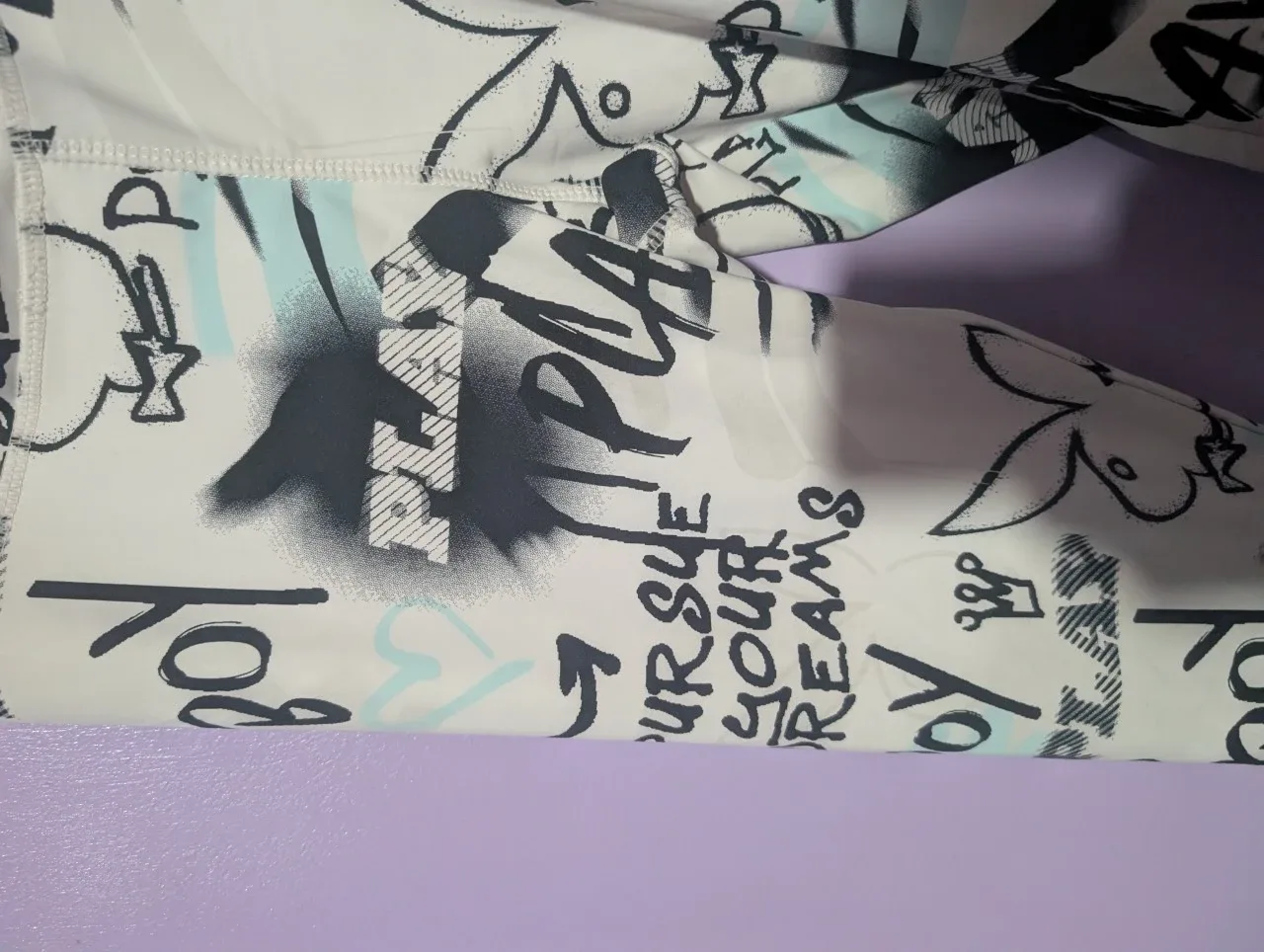 Playboy White graffiti Print Leggings - New with Tags! image indicator(4)