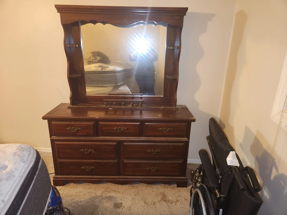 Wooden Dresser with Mirror - Brown - photo 2