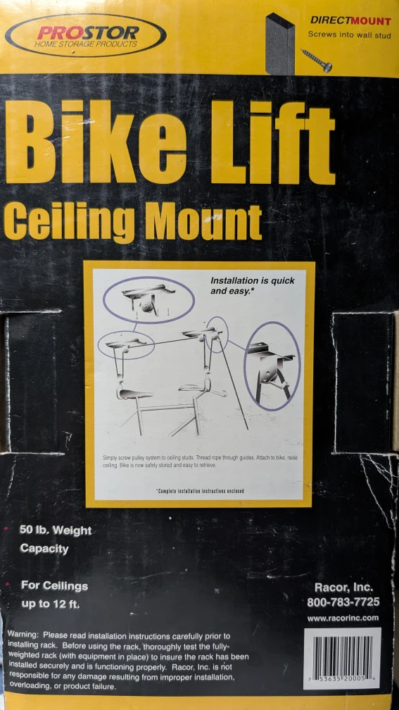 Racor Prostor Bike Lift Ceiling Mount FBH-1R - photo 2