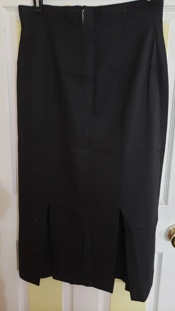 wool Black Pencil Skirt with Slits size 14 light worn