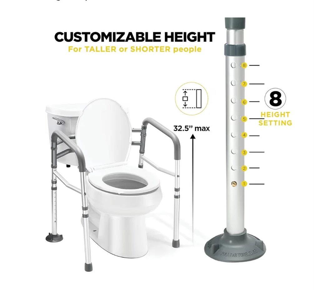 Adjustable Height & Width Toilet Safety Rails - photo 4