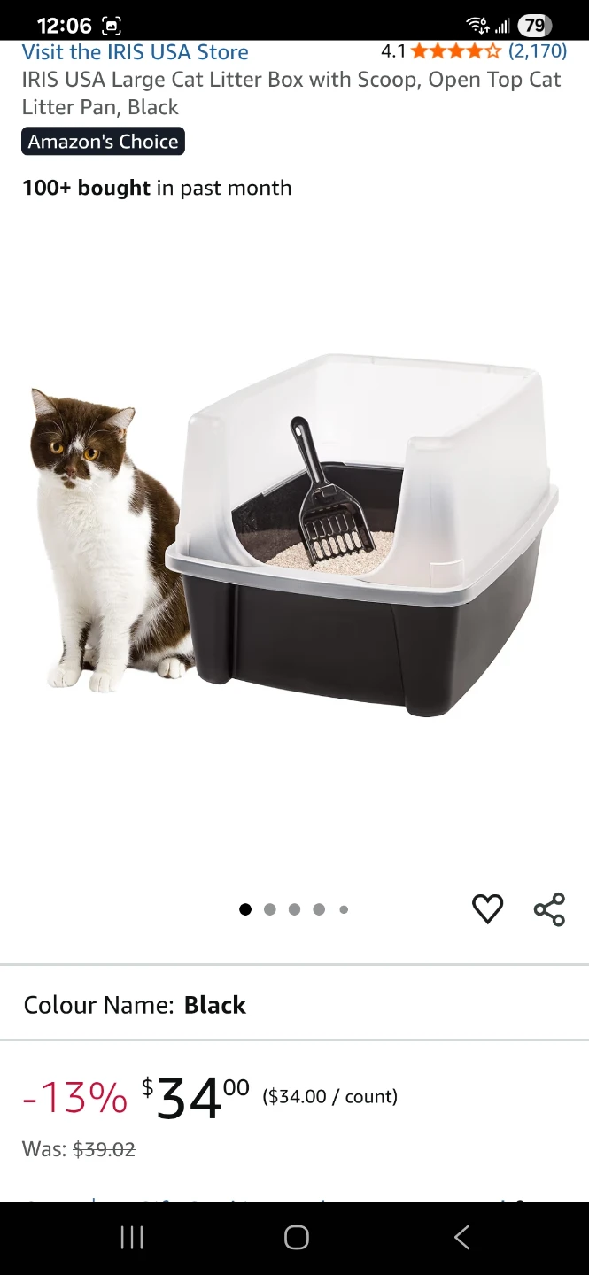 IRIS USA Large Cat Litter Box with Scoop - Black - photo 2