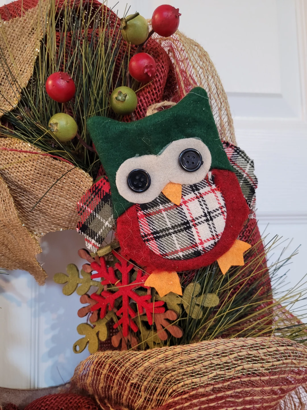 Handmade Wreath w/ Owls, Snowman 16" - photo 2