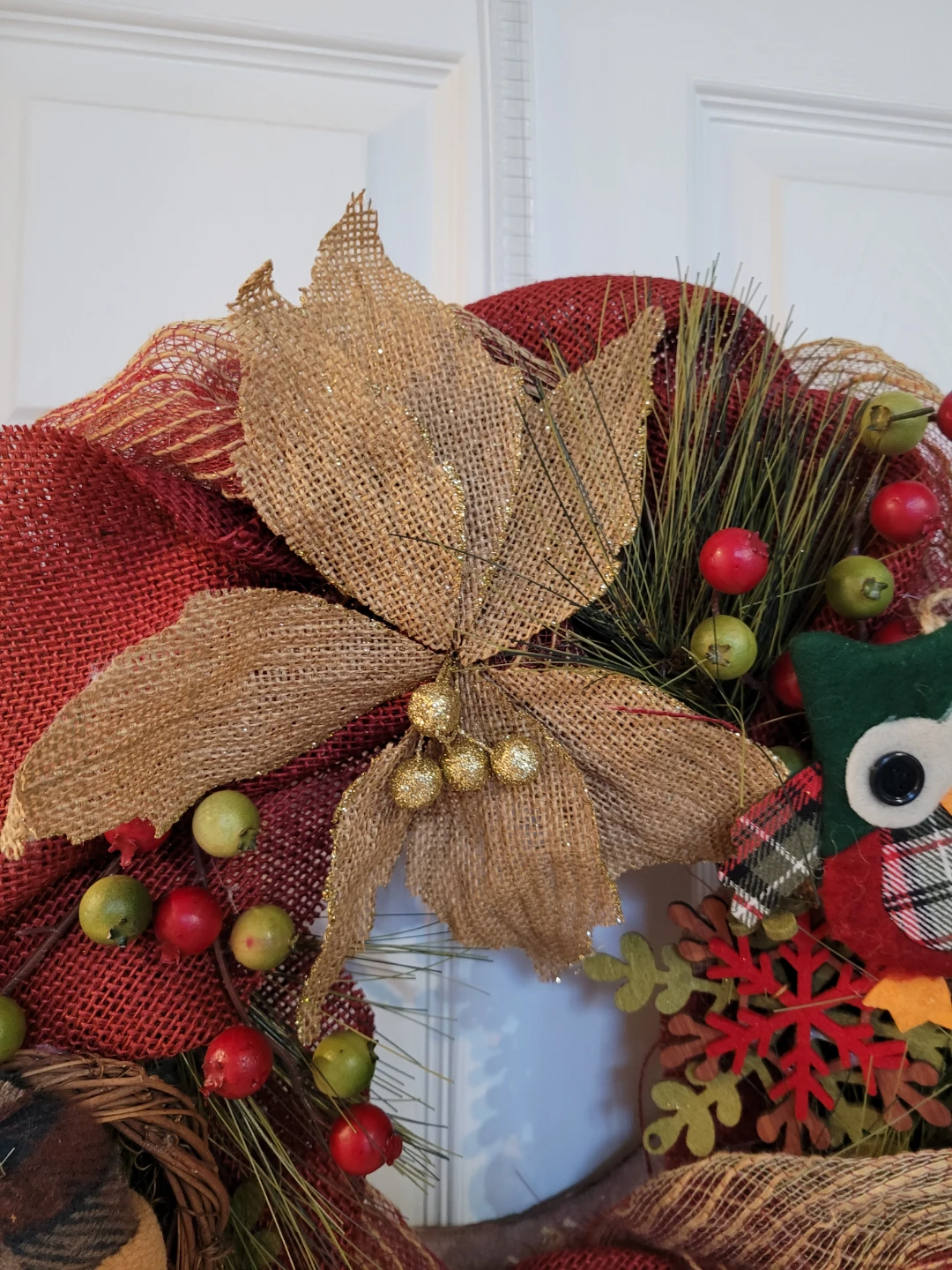 Handmade Wreath w/ Owls, Snowman 16" - photo 5