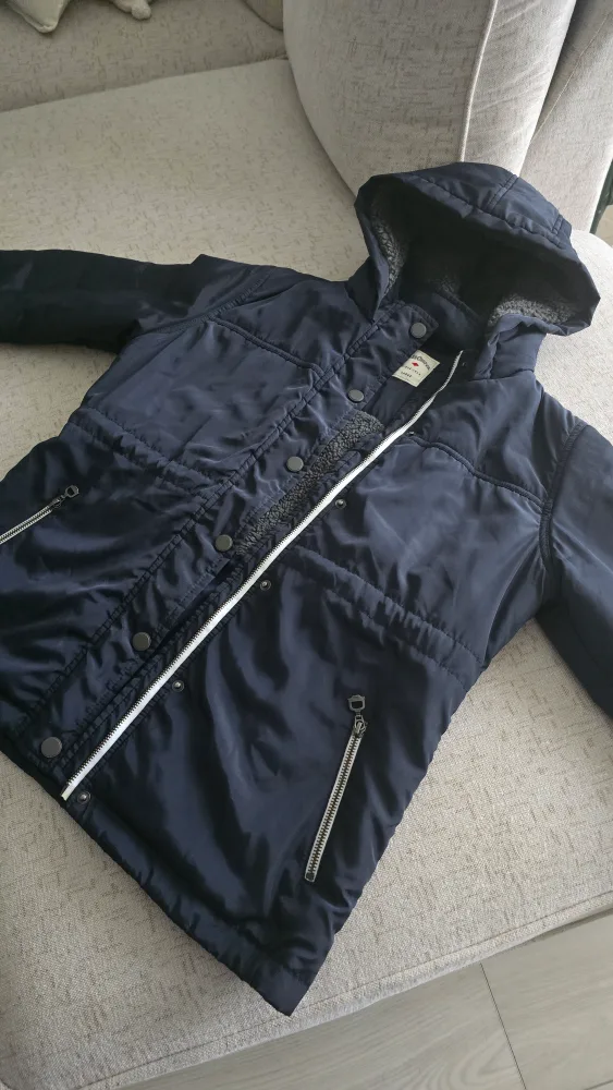 Navy Blue Padded Hooded Jacket image indicator(2)