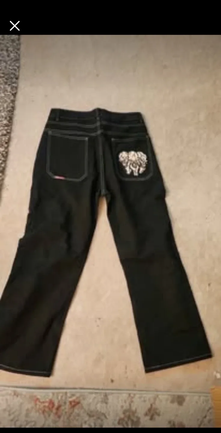 Black Jeans with Skull Design image indicator(2)