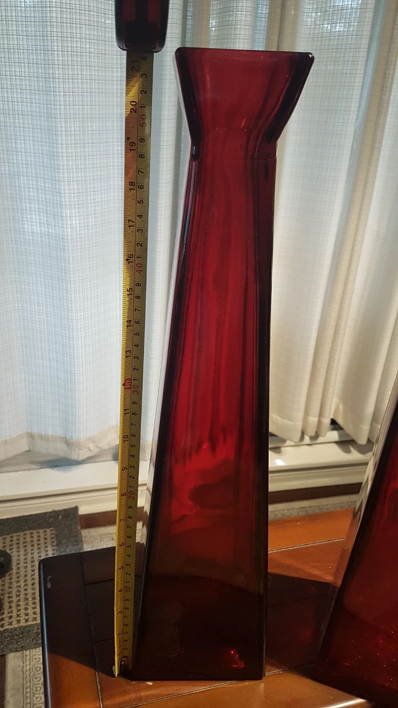 Red Glass Vase - 21" Tall - photo 2
