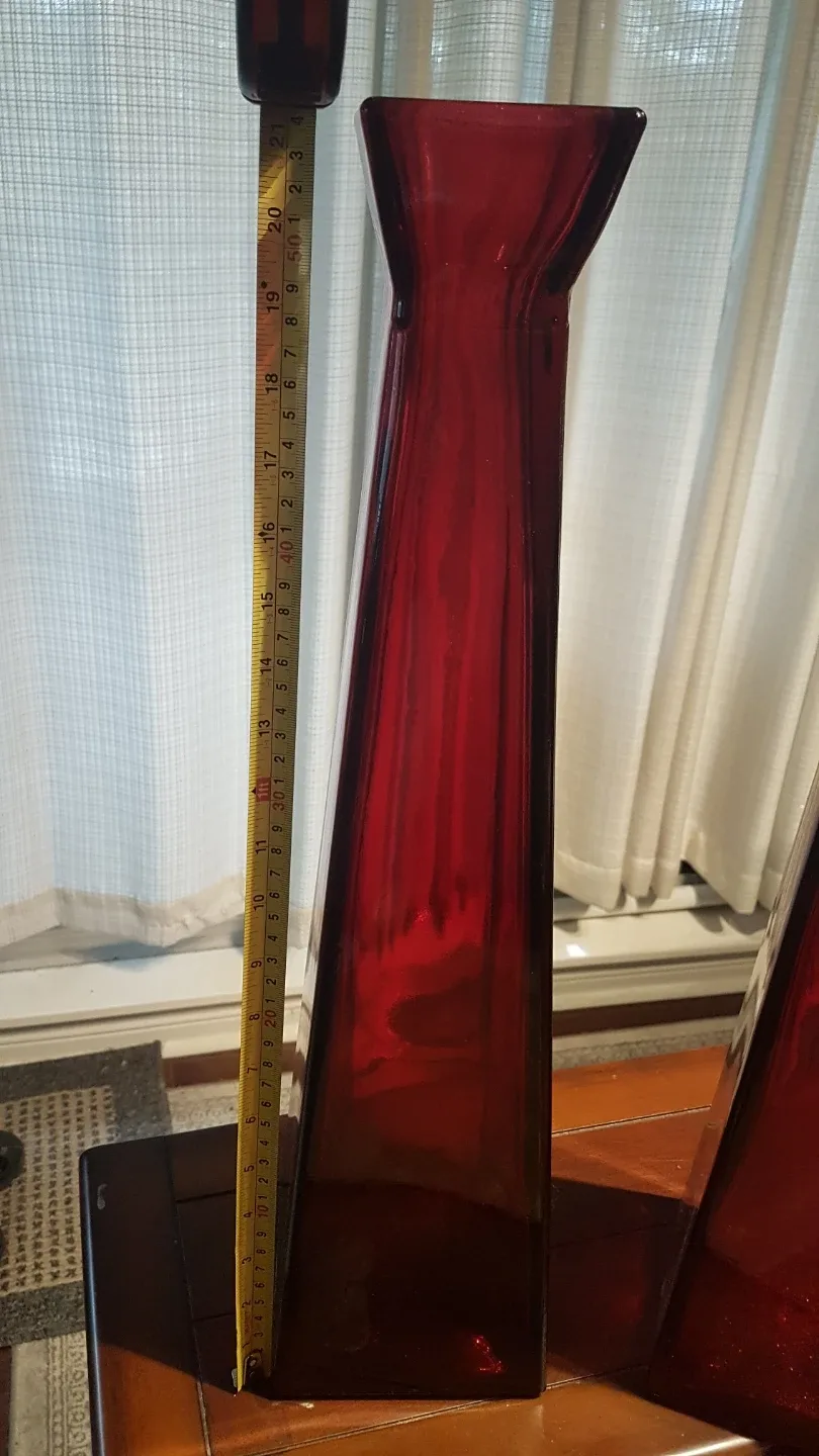 Red Glass Vase - 21" Tall image indicator(2)