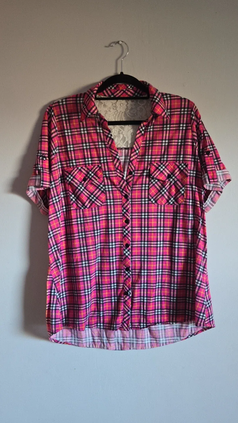 Torrid Plaid Button-Up Shirt - Size 1 thumbnail