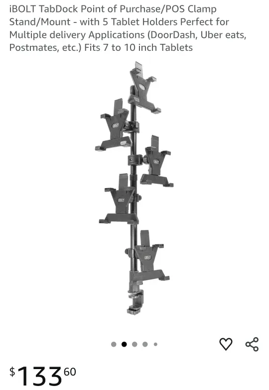 iBOLT TabDock POS Clamp Stand/Mount - 5 Tablet Holders image indicator(4)